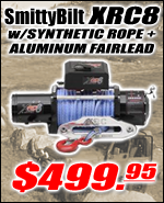 SmittyBilt XRC8 Winch w/Synthetic Rope and Billet Fairlead - $499
