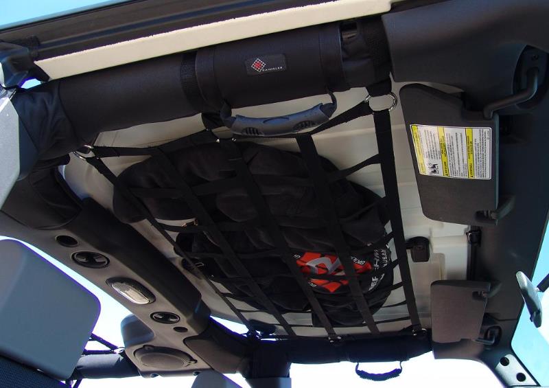 CheroCar Cargo Net Roof Storage For Jeep Wrangler JK 2007-2018 - 48.5 X 19.3 Black Mesh