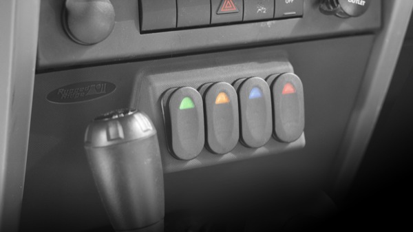 Hooke Road 4-Gang Switch Pod Panel For 1997-2006 Jeep Wrangler TJ | Left Side Mount With LED Toggle Rockers
