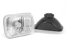 Rugged Ridge Crystal H2 Headlight, 200Mm Rectangular, H2 Bulb, Pair, Includes Bulbs