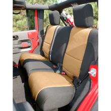 Rugged Ridge Seat Cover Rear, 4-Door, Neoprene, Black with Tan Inserts, Jeep Wrangler (JK) 2011