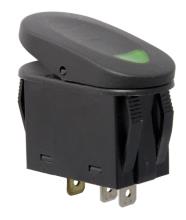 Rugged Ridge Rocker Switch, Two Position, Black with Green Indicator Light, Universal Application